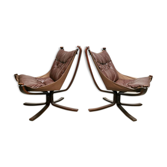Set of 2 vintage Falcon chairs by Sigurd Ressell for Vatne Mobler