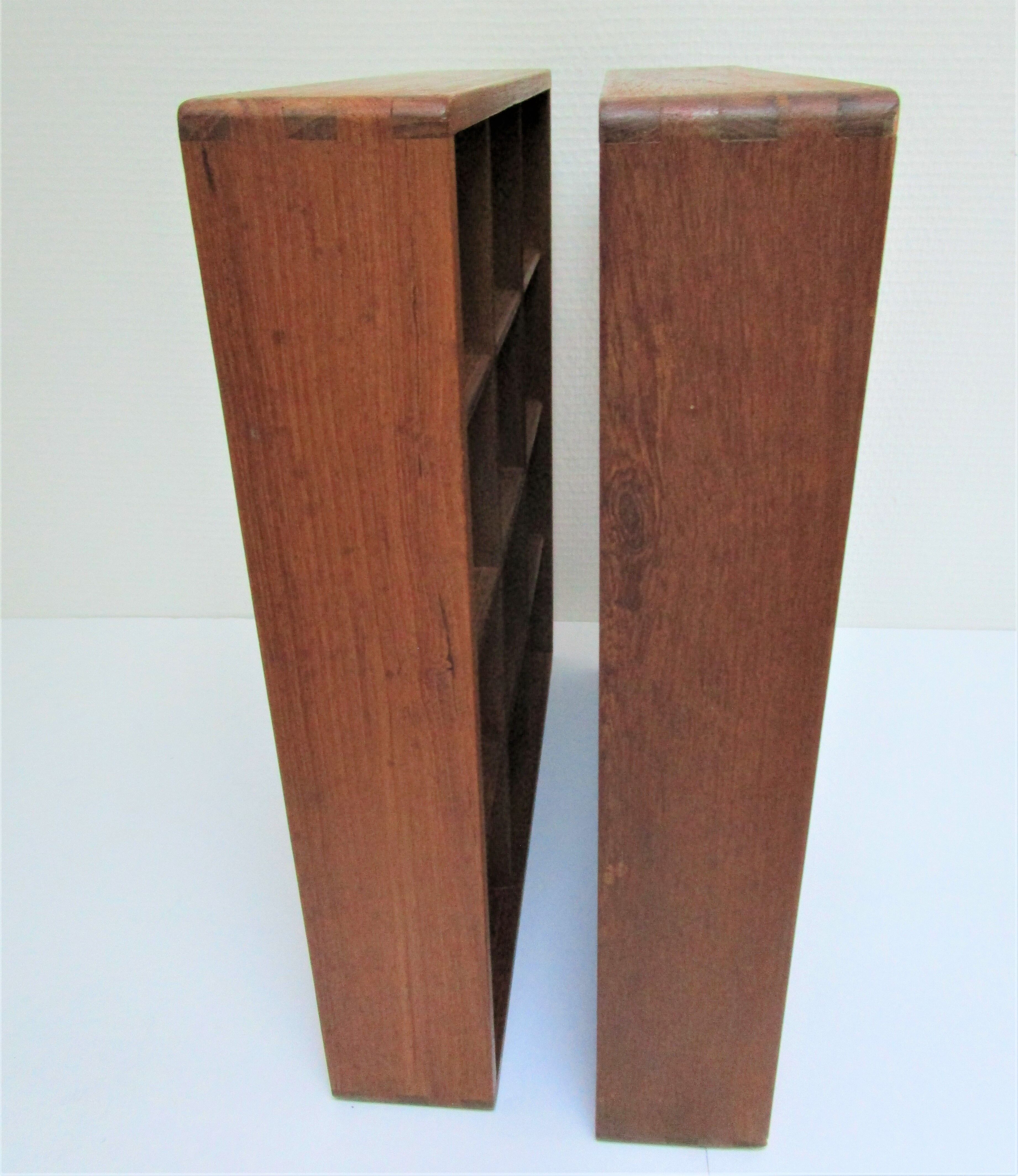 Two wall shelves with solid wood compartments design 80s