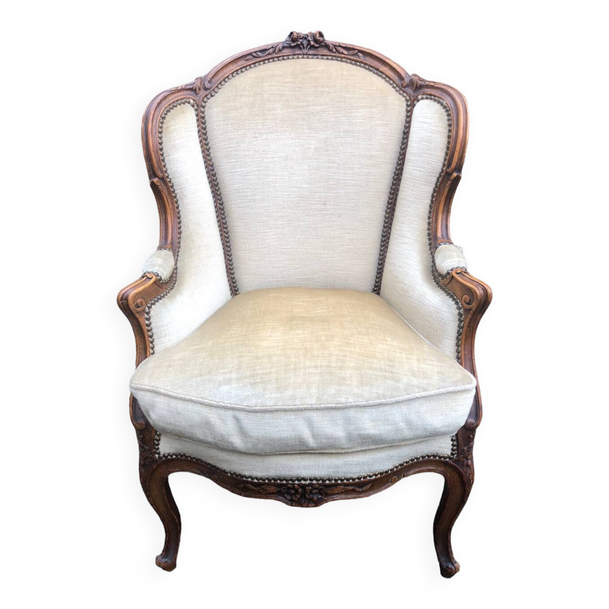 Fauteuil bergère à oreilles Louis XV