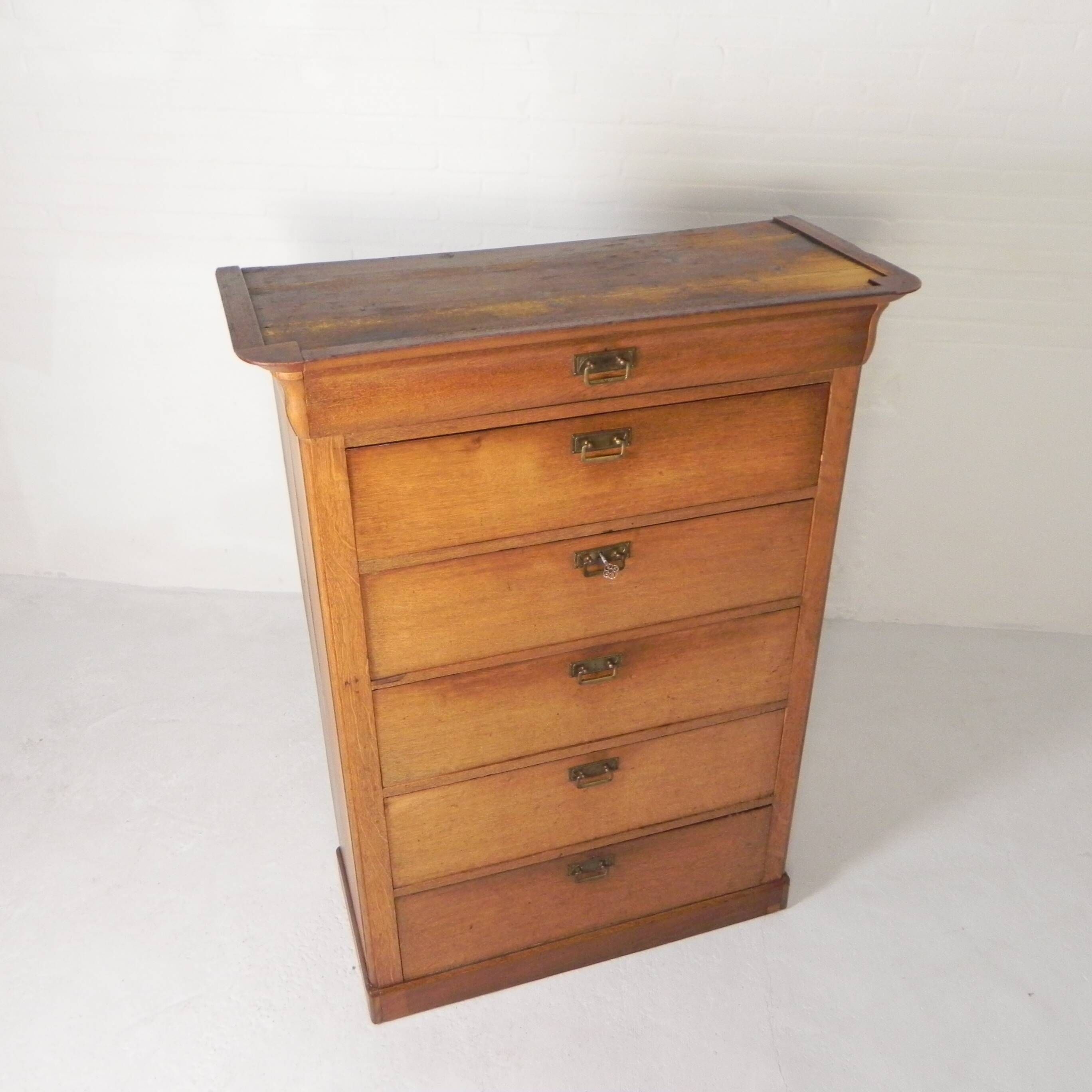 Commode avec 5 tiroirs et 1 abattant, chiffonière, fin du XIXe siècle
