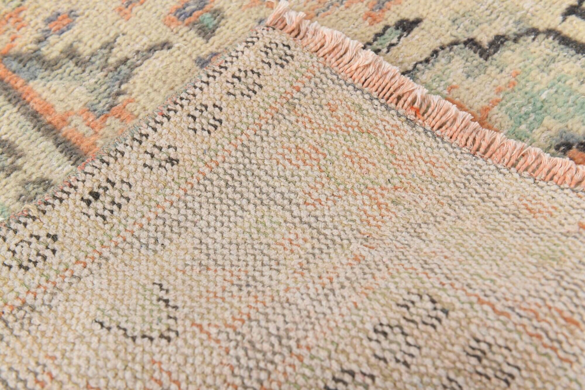 Apricot Tones Pastel Handwoven Turkish Vintage Carpet Rug, 177x273 Cm