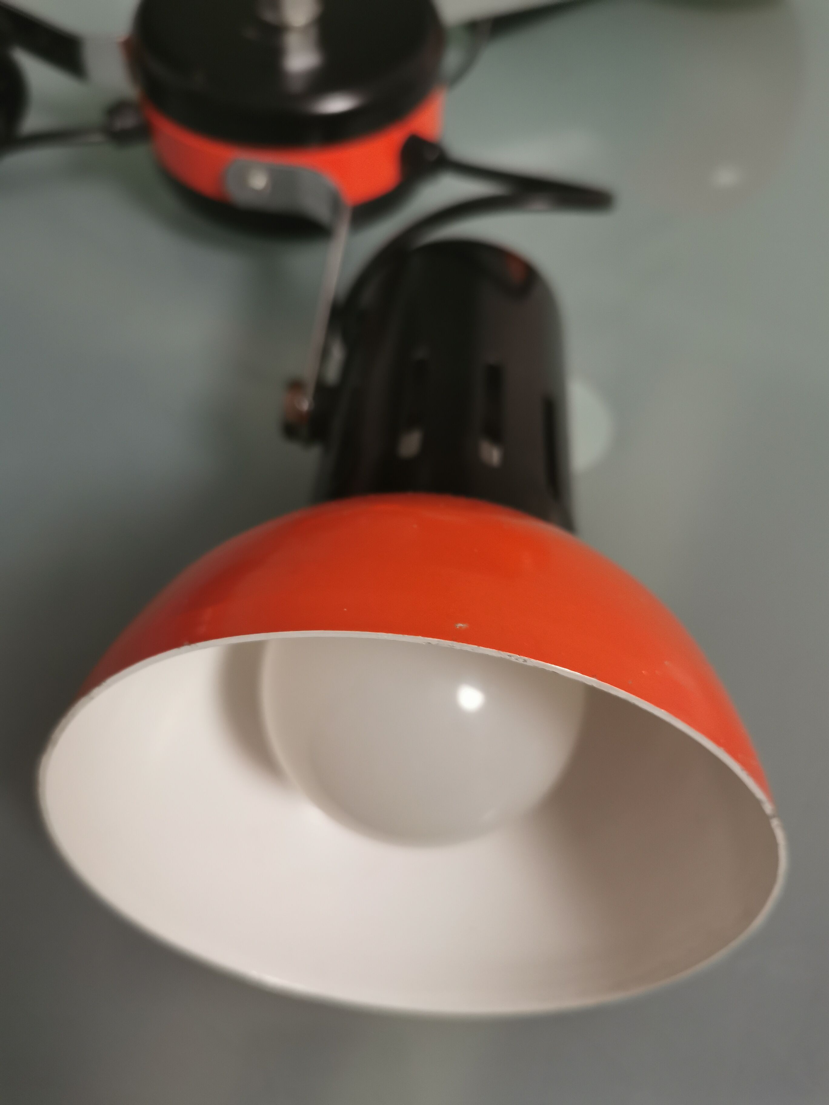 Hanging lamp 3 orientable spots, Aluminor France, 1970