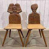Pair of Alsatian oak chairs from the early 20th century