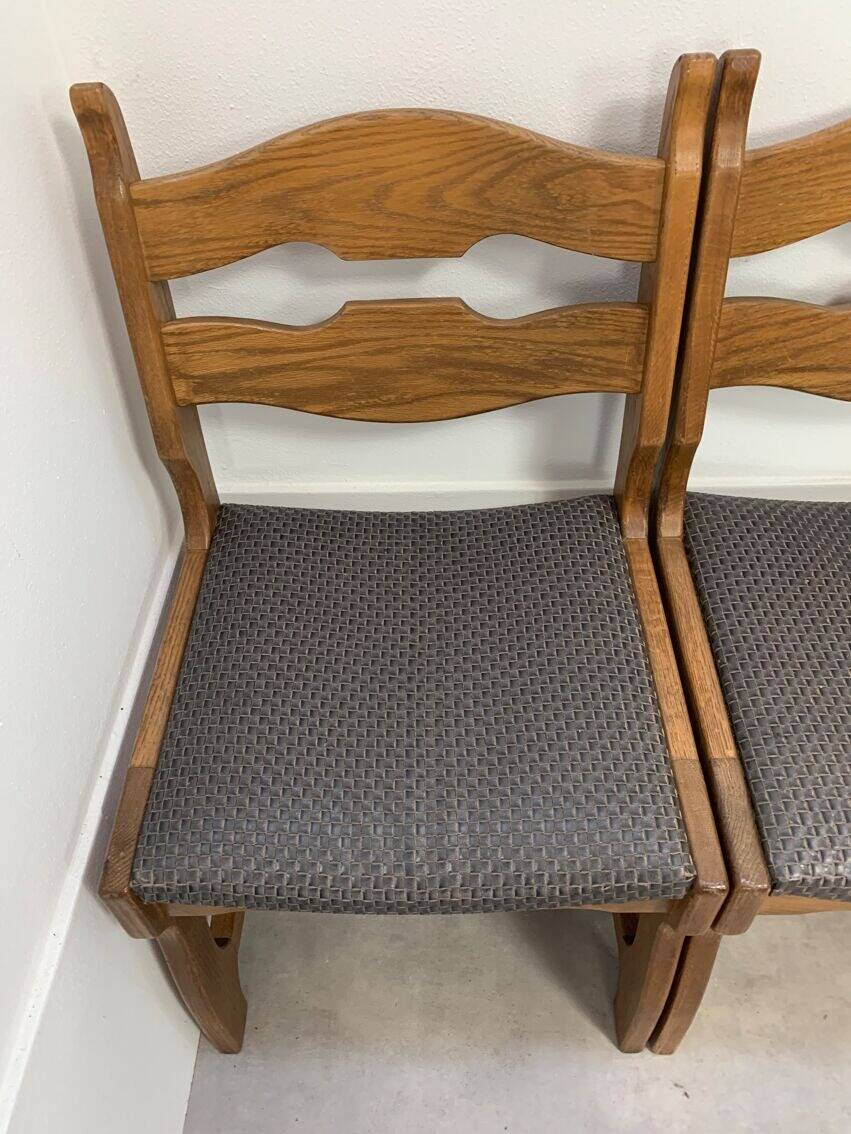 6 vintage solid wood brutalist chairs