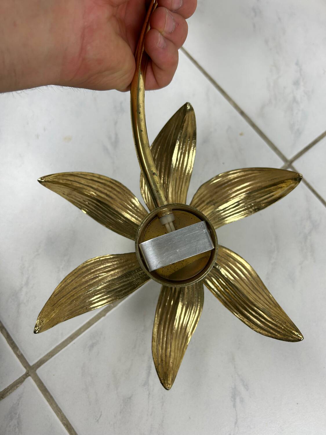 Vintage set of two messing flower wall lamps