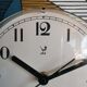 Vintage clock rectangular silent wall clock "Jaz blue white ochre"
