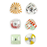 Mid-Century Czech Glass Pendant Lamps with Colorful Decor, 1970s, Set of 6