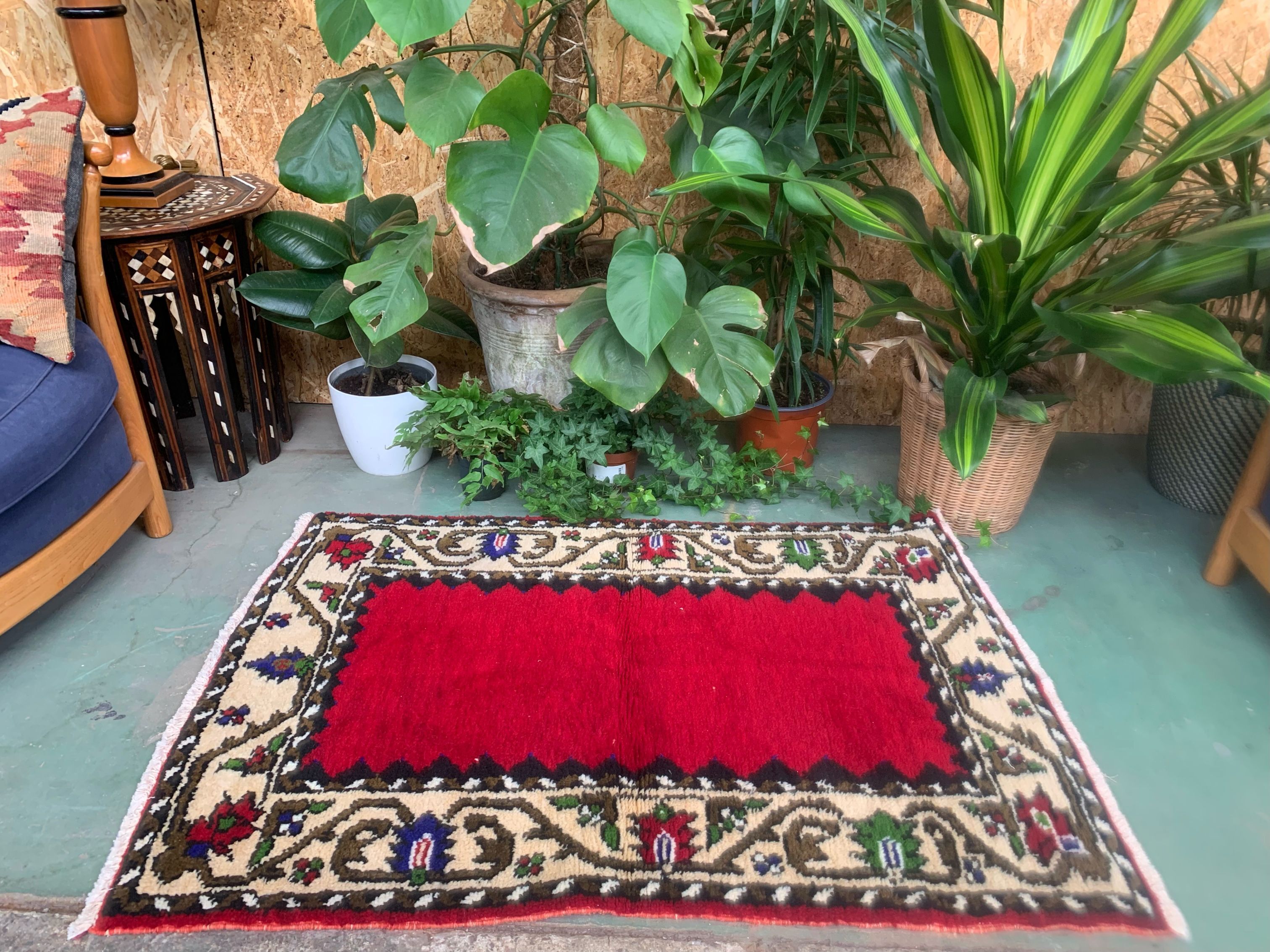 Old Turkish Oushak rug 124x80 cm vintage