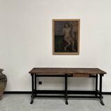 Old workbench with cast iron base, 1950s