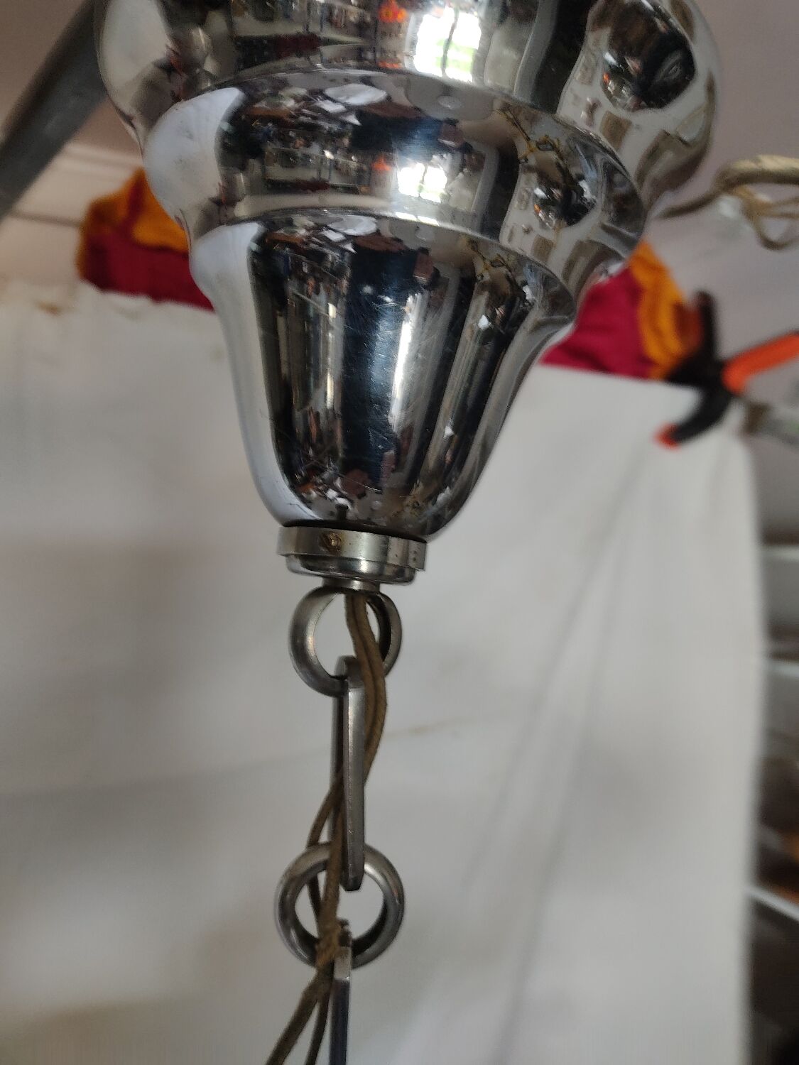 Old vintage chrome chandelier.