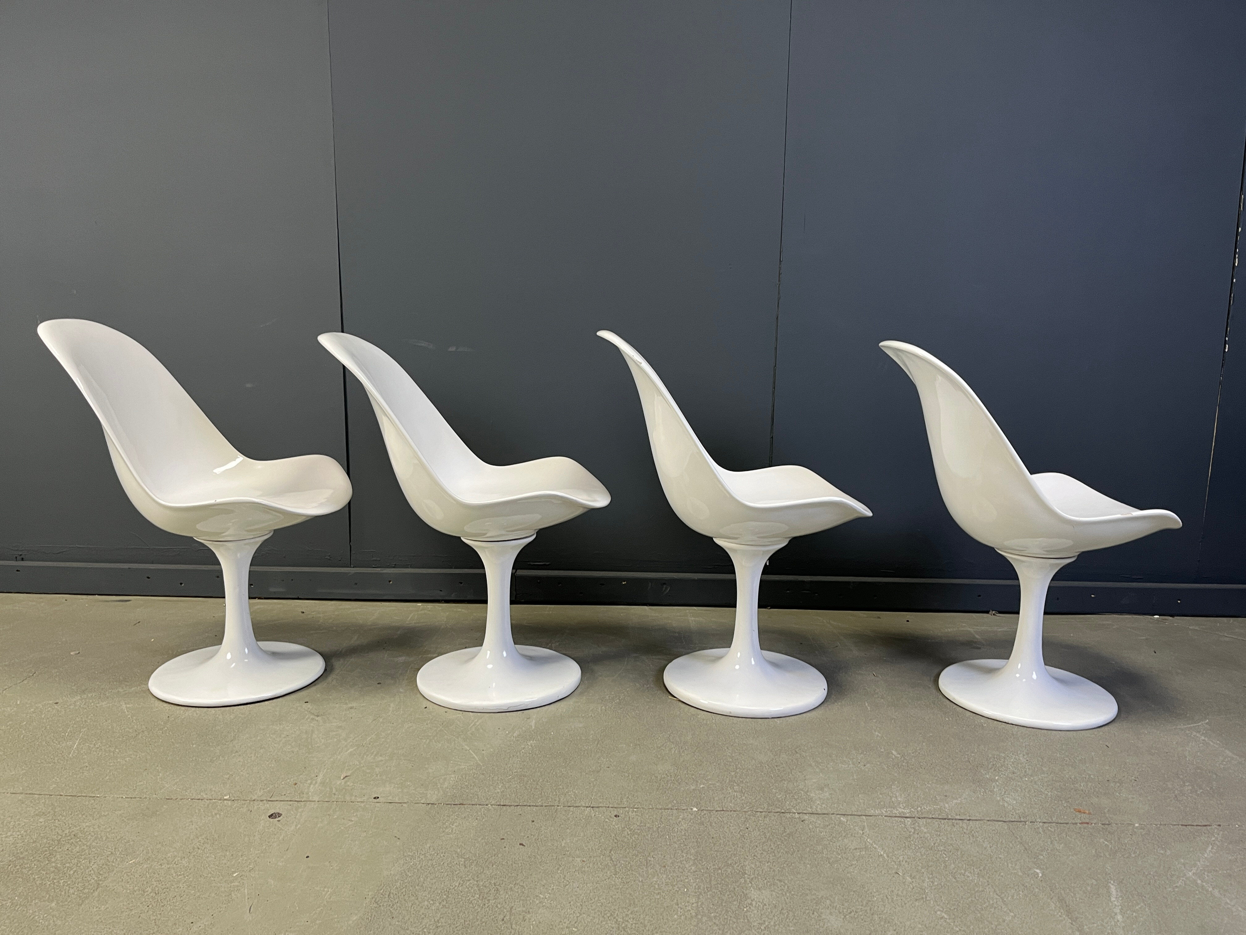 Vintage fiberglass space age tulip dining chairs, set of 4 - 1960s