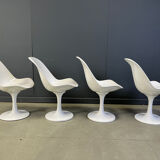 Vintage fiberglass space age tulip dining chairs, set of 4 - 1960s
