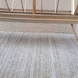 1960s brass folding magazine rack with lacquered wood decoration.