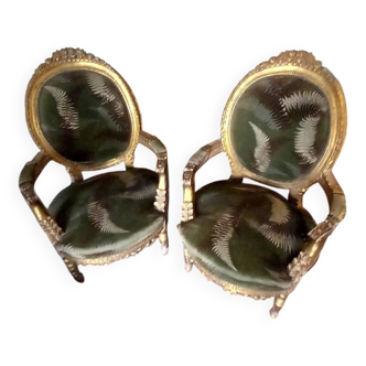 Paire de fauteuils en bois " doré "