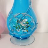 Set of two vases of Murano flowers in relief