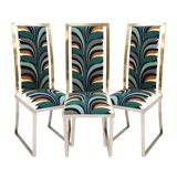 Mid-Century Michel Mangematin Brass and Steel French 1970s Eight Dining Chairs