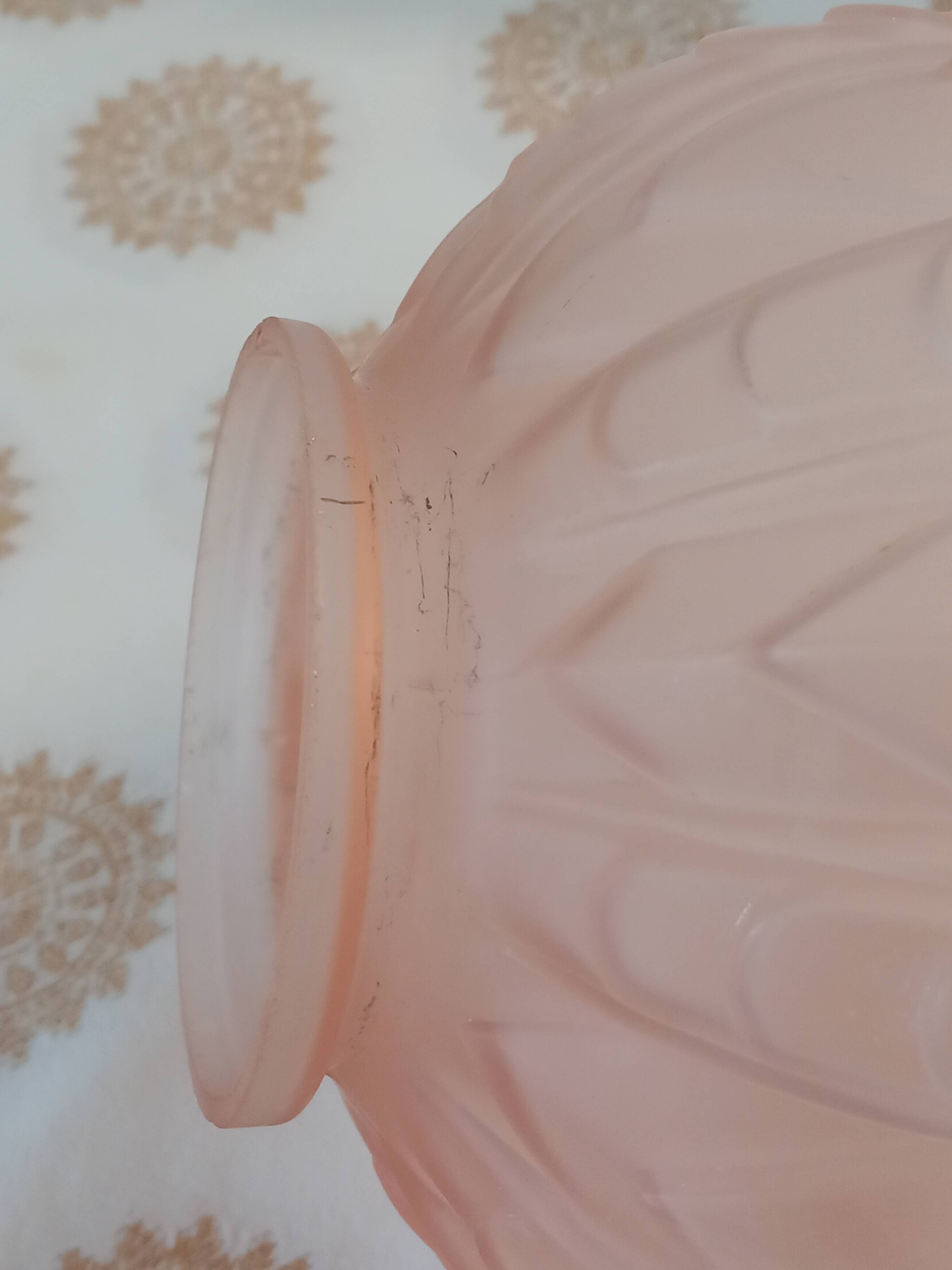 Old pale pink pressed glass globe