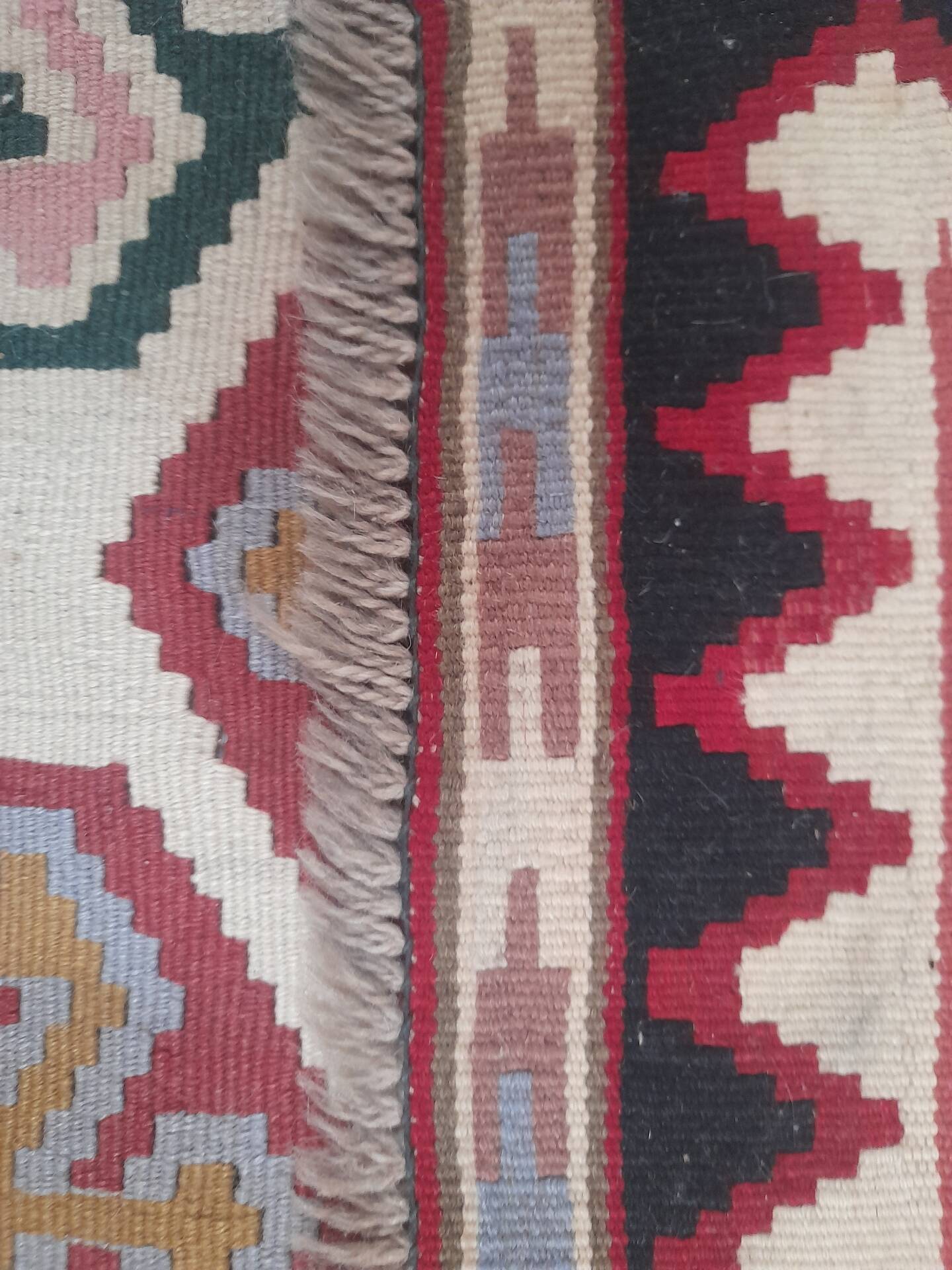 Large geometric kilim rug pure wool 160 x 290 cm