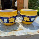 Pair of glazed terracotta planters