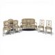 Cream lacquered Louis XVI style cabriolet salon with gold highlights.