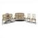 Cream lacquered Louis XVI style cabriolet salon with gold highlights.