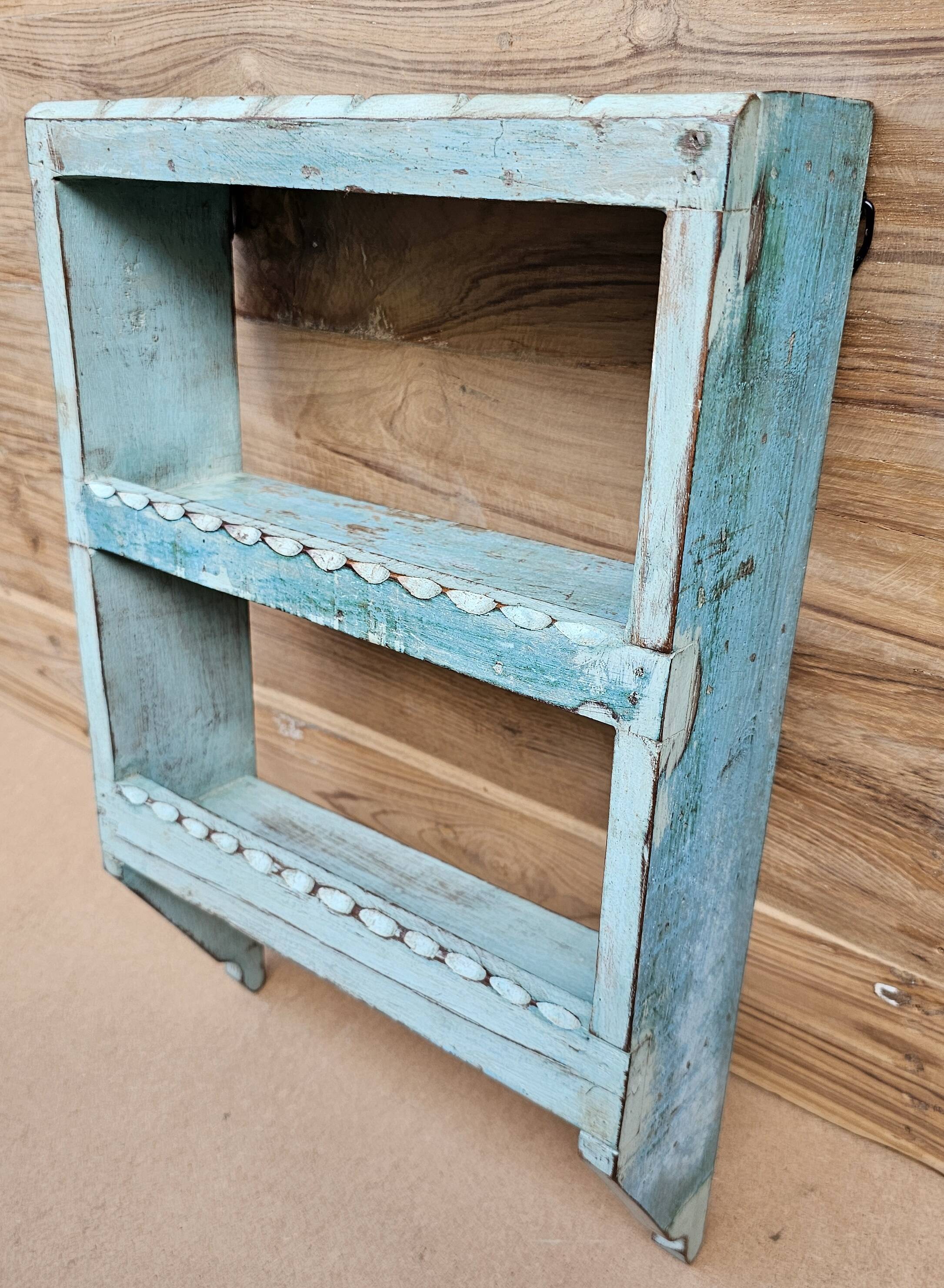 Burmese teak wall shelf