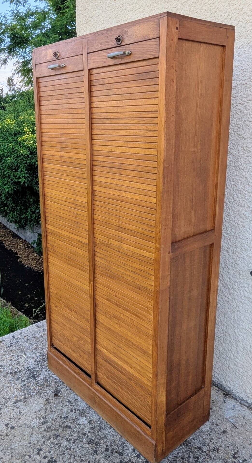 classeur double de bureau en chêne à rideaux Meuble 30 60