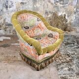 Paire de fauteuils Napoléon III en tissu Etro, France, fin XIXe