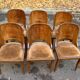 6 Art Deco gondola chairs in solid wood and brown suede