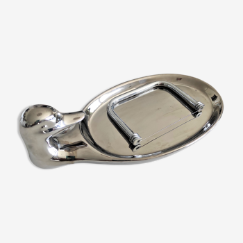 TOP in silver porcelain duck shape for foie gras with its knife