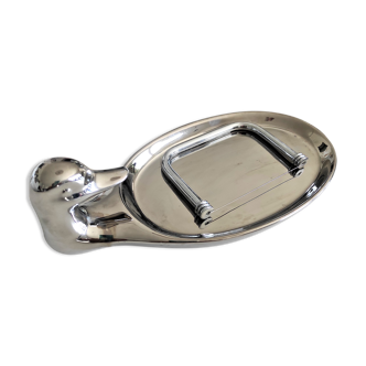 TOP in silver porcelain duck shape for foie gras with its knife