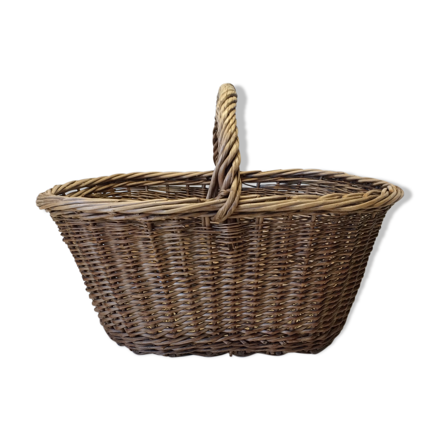 Old wicker basket one handle