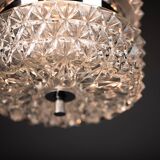 Vintage Crystal Glass Chandelier: Mid-Century Modern Austrolux Pendant Ligh