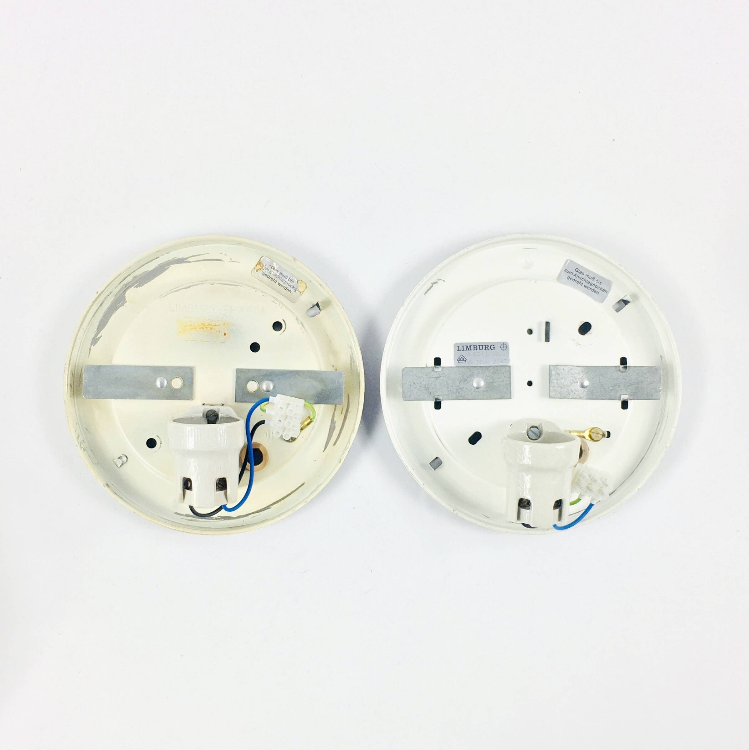 Pair of Mid-Century Glass Wall Lights / Ceiling Lights from Limburg, 1960s