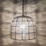 Plafonnier en verre structuré en fer du milieu du siècle du Limbourg, Allemagne, années 1960