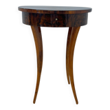 Oval Biedermeier Side Table with Drawer in Walnut Veneer, South Germany, 1820