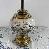 Antique lamp on earthenware vase attributed to Lunéville, monogram LN