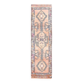Tapis de couloir en laine naturelle, 3 x 11 pouces, saumon pastel et rose, 87 x 342 cm