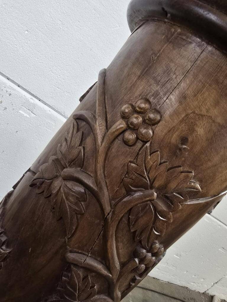 Vintage wooden column with carving
