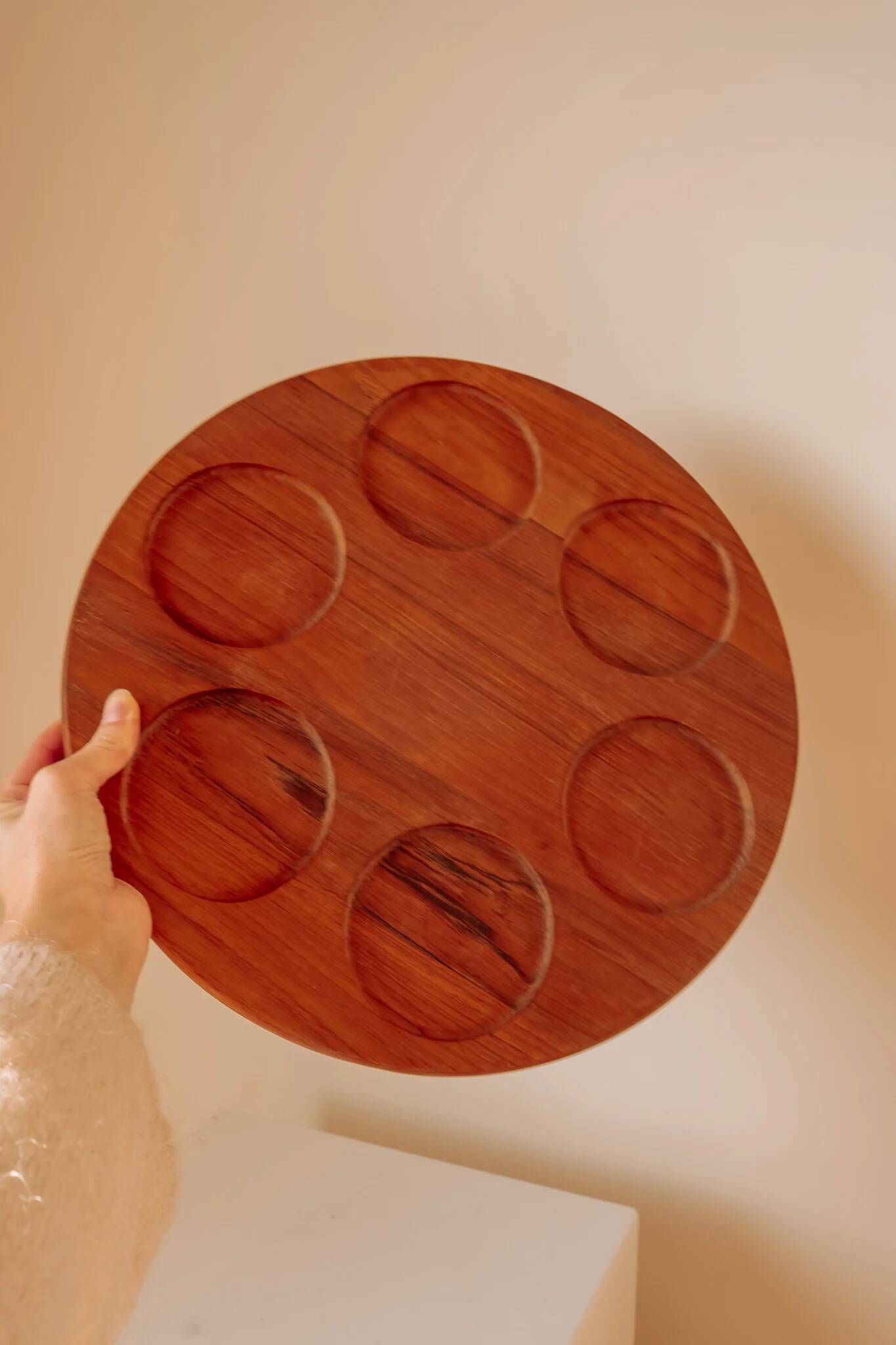 Rotating aperitif platter "Lazy Susan" in teak