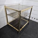 Brass and smoked glass side table from the 70s