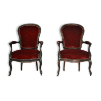 Chaises longues italiennes antiques de style Louis Philippe, Ensemble de 2