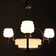 1930s Art Deco nickel and cream glass chandelier