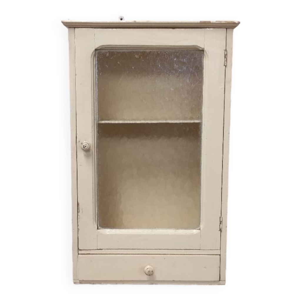 Armoire murale à pharmacie vitrée en bois vintage Selency