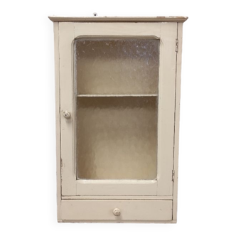 Wall-mounted cabinet with glazed pharmacy in vintage wood