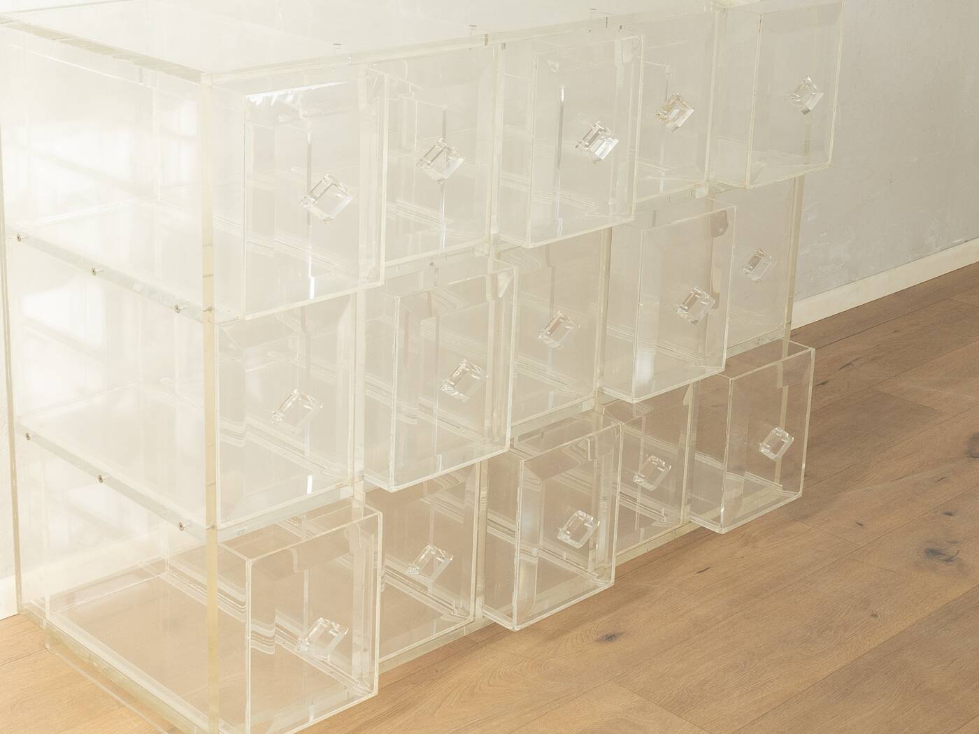 Acrylic chest of drawers, unique piece, 1980s