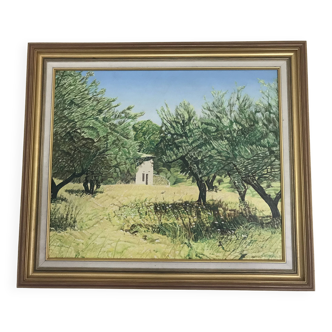 Oil on canvas 20th century - Provencal cabin