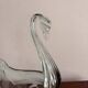 Green Glass Coupe Vase Swan Murano 26 cm Art Deco or 1950s Style