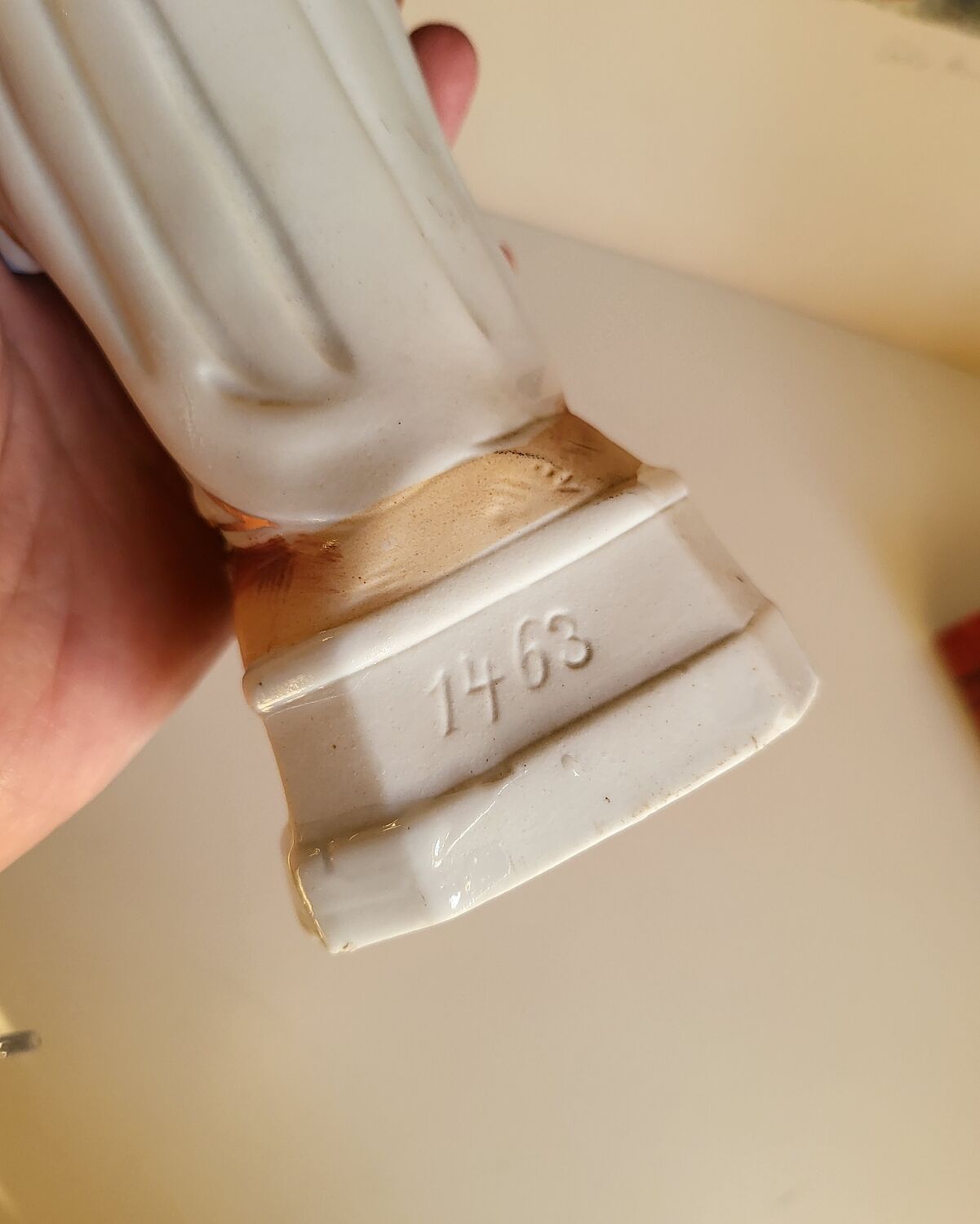 Religious Statuette of the Virgin Mary in Biscuit Porcelain