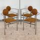 Set of 4 Belgo Chrom steel armchairs with bouclé